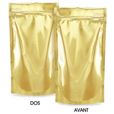 Glossy Stand-Up Barrier Pouches - 6 x 11 x 3", Gold S-19170GLD