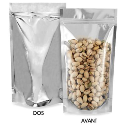 Glossy Stand-Up Barrier Pouches - 6 x 11 x 3", Silver Back S-19170SILB