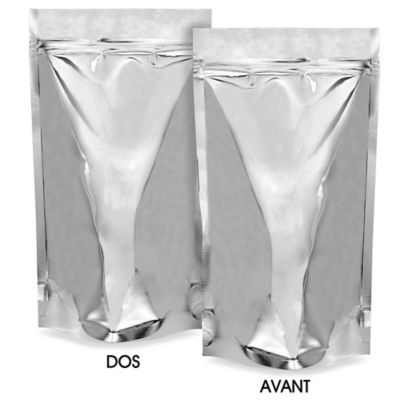 Glossy Stand-Up Barrier Pouches - 6 x 11 x 3", Silver S-19170SIL