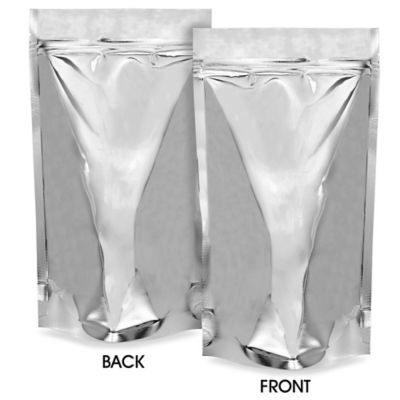 Glossy Stand-Up Barrier Pouches - 6 x 11 x 3", Silver S-19170SIL