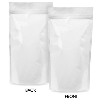 Glossy Stand-Up Barrier Pouches - 6 x 11 x 3", White S-19170W