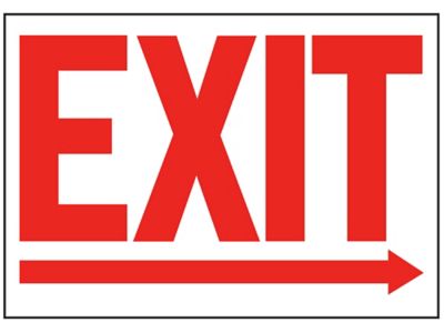 "Exit" Arrow Right Sign - Vinyl, Adhesive-Backed S-19208V