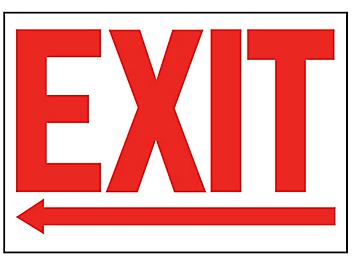 "Exit" Arrow Left Sign - Vinyl, Adhesive-Backed S-19209V