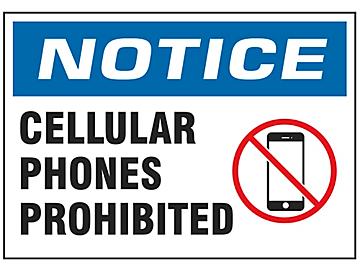 "Cellular Phones Prohibited" Sign