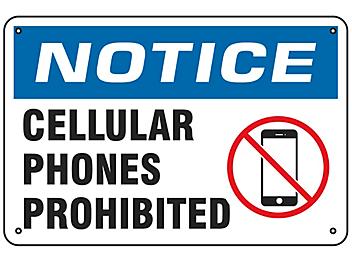 "Cellular Phones Prohibited" Sign - Aluminum S-19211A