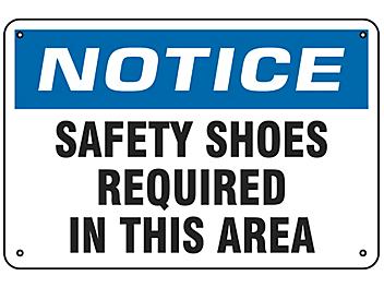 "Safety Shoes Required In This Area" Sign - Aluminum S-19212A