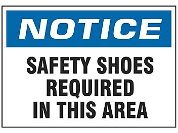 "Safety Shoes Required In This Area" Sign - Vinyl, Adhesive-Backed S-19212V