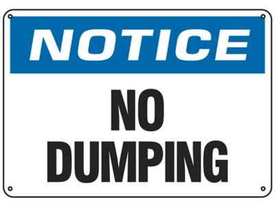 "No Dumping" Sign - Plastic S-19214P