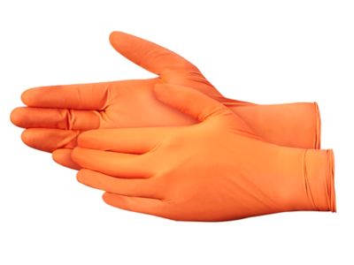 Uline Orange Nitrile Gloves - Powder-Free, Large