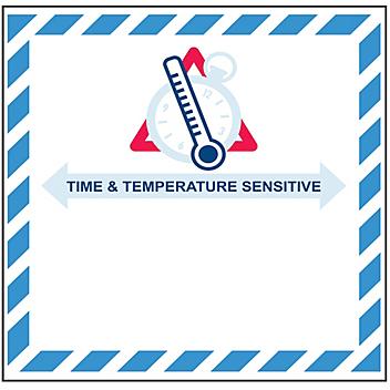 "Time & Temperature Sensitive" Labels - 4 1/4 x 4 1/4" S-19285