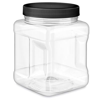 Plastic Grip Jars Skid Lot - 32 oz, Black Cap S-19294S-BL