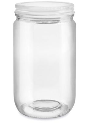  Clear Straight-Sided Glass Jars - 32 oz, Metal Cap