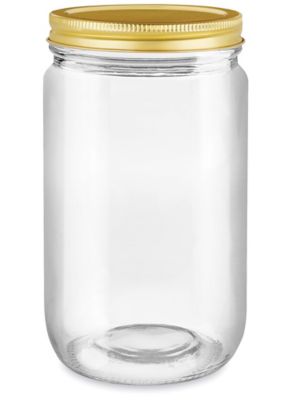 Clear Straight-Sided Glass Jars - 6 oz, White Metal Cap