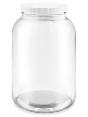 Wide-Mouth Glass Jars Bulk Pack - 1 Gallon, 4 Opening, Plastic Cap