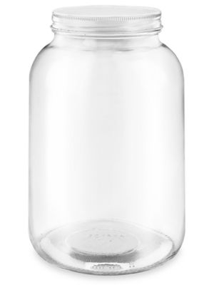 Wide-Mouth Glass Jars - 1/2 Gallon, Plastic Cap S-14489P - Uline