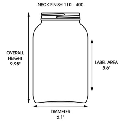 Wide-Mouth Glass Jars - 1 Gallon, 4 Opening, Metal Cap