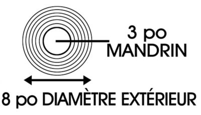 Mandrin de 3 po et diamètre extérieur de 8 po