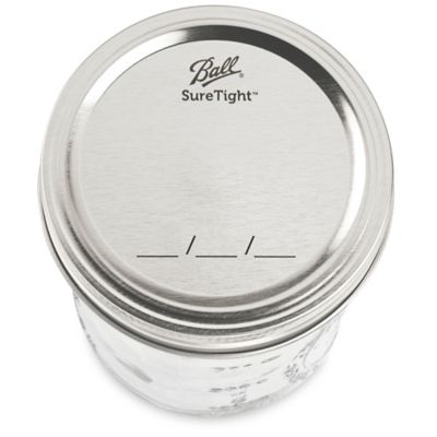 Ball 68100ZFP 64 oz. 2 Quart Wide Mouth Glass Canning Jar with Silver Metal  Lid and Band - 6/Case