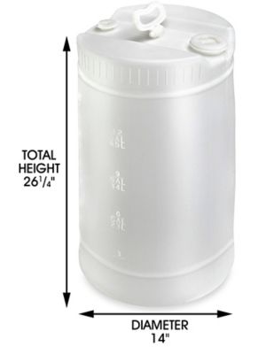 Plastic Drum - 15 Gallon, Closed Top, Natural S-19418 - Uline