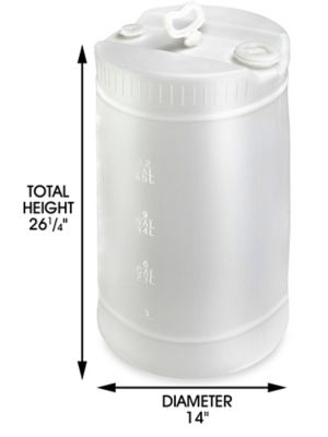 Plastic Drum - 15 Gallon, Closed Top, Natural