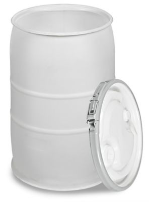 Plastic Drum With Lid 30 Gallon Open Top Natural S 19419 Uline 3059