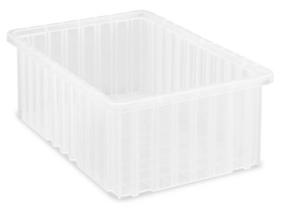 Clear square plastic Container with dividers - 6-3/4″ x 3-3/16″ x