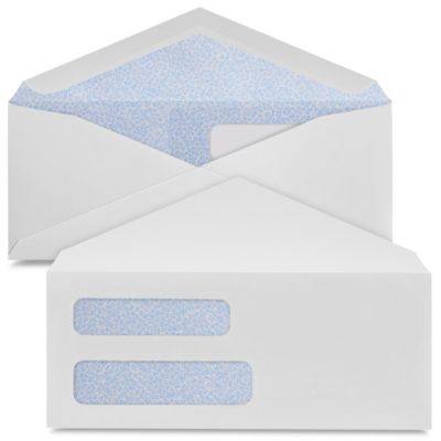 #8 5/8 Gummed V-Flap White Business Envelopes with Double Window - 3 5/8 x 8 5/8" s-19526