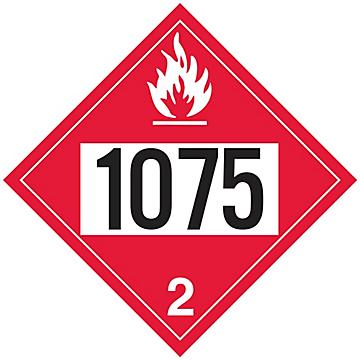 4-Digit D.O.T. Placard - UN 1075 Liquefied Petroleum Gas, Tagboard