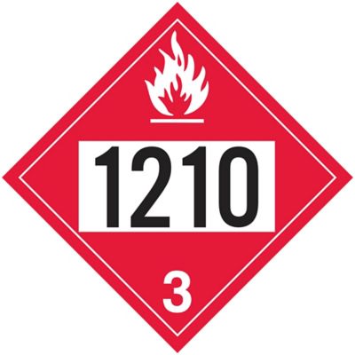  4-Digit D.O.T. Placard - UN 1210 Printing Ink