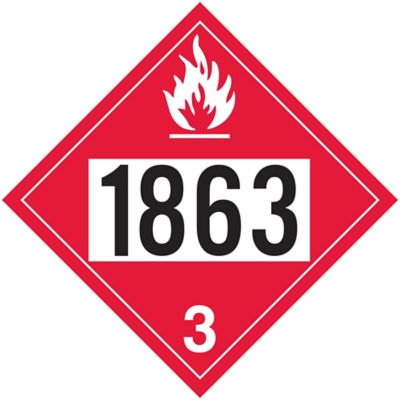 4-Digit D.O.T. Placard - UN 1863 Fuel, Aviation, Turbine Engine, Adhesive Vinyl