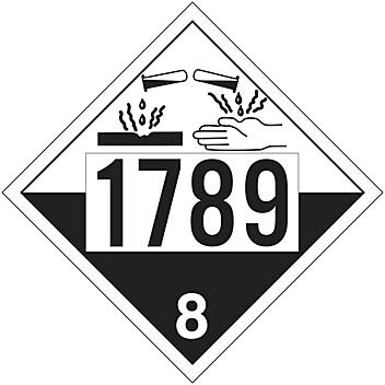 4-Digit International Placard - UN 1789 Hydrochloric Acid, Tagboard S-19568T