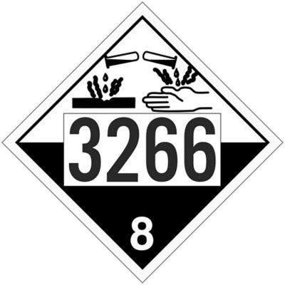  4-Digit International Placard - UN 3266 Corrosive Liquid, Basic, Inorganic, N.O.S.