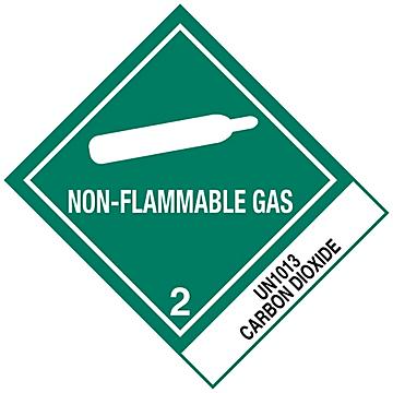 D.O.T. Labels - "Non-Flammable Gas Carbon Dioxide UN 1013", 4 x 4 3/4"