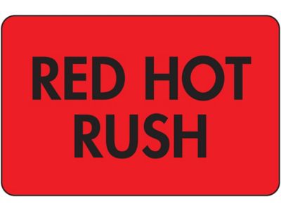 Étiquettes d'expédition adhésives fluorescentes – « Red Hot Rush », 2 x 3 po