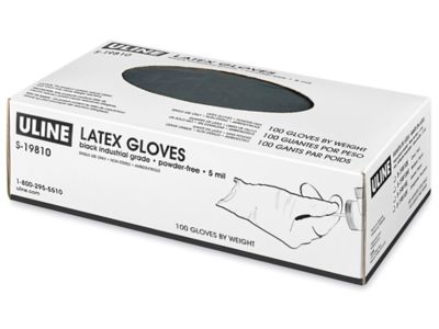 Uline Black Latex Gloves - Powder-Free, Large