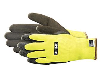 Uline Super Gription&reg; Hi-Vis Thermal Latex Coated Gloves - Large S-19885L