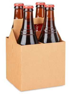 4 Bottle Beer Carrier - Kraft S-19906KRFT