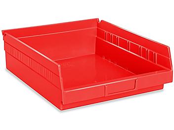 Plastic Shelf Bins - 11 x 12 x 4", Red S-19944R
