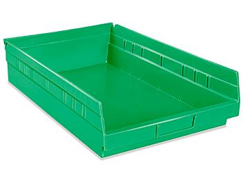 Plastic Shelf Bins - 11 x 18 x 4", Green S-19945G
