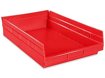 Plastic Shelf Bins - 11 x 18 x 4", Red S-19945R