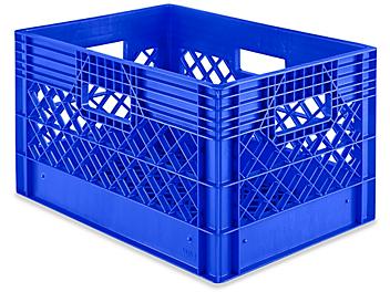Rigid Milk Crates - 18 x 12 x 10 1/2", Blue S-19955BLU