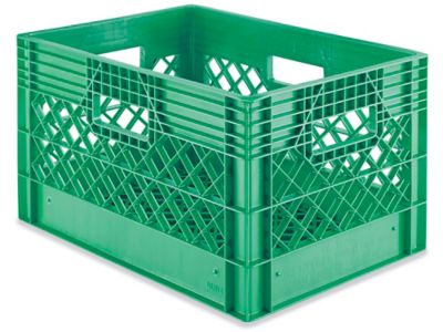 Rigid Milk Crates - 18 x 12 x 10 1/2, Green