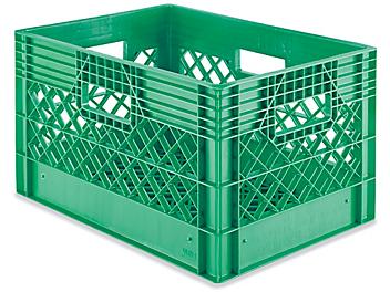 Rigid Milk Crates - 18 x 12 x 10 1/2", Green S-19955G