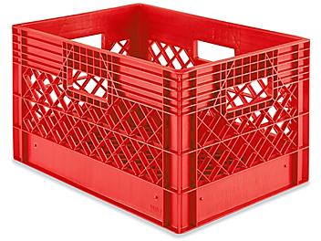 Rigid Milk Crates - 18 x 12 x 10 1/2", Red S-19955R
