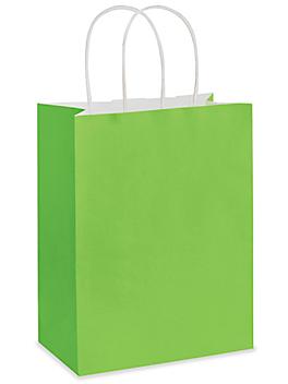Deluxe Tinted Color Shopping Bags - 8 x 4 1/2 x 10 1/4", Cub, Lime S-19958LIME