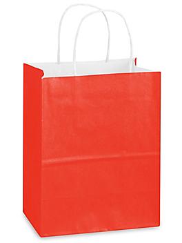 Deluxe Tinted Color Shopping Bags - 8 x 4 1/2 x 10 1/4", Cub, Red S-19958R