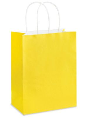 Deluxe Tinted Color Shopping Bags - 8 x 4 1/2 x 10 1/4, Cub, Yellow