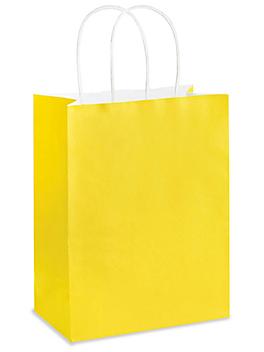 Deluxe Tinted Color Shopping Bags - 8 x 4 1/2 x 10 1/4", Cub, Yellow S-19958Y