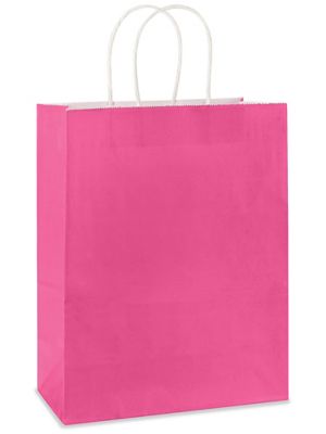 Deluxe Tinted Color Shopping Bags - 10 x 5 x 13", Debbie, Pink S-19959PINK