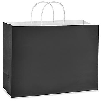 Deluxe Tinted Color Shopping Bags - 16 x 6 x 12", Vogue, Black S-19960BL